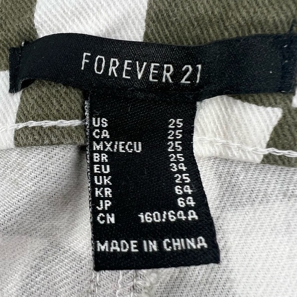 Forever 21 Green White Checkered Wide Leg Jeans Size 25 Women’s - Picture 2 of 4